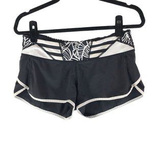 Lululemon Womens Run Speed Short 4-way Stretch Black White Angel Wing 6